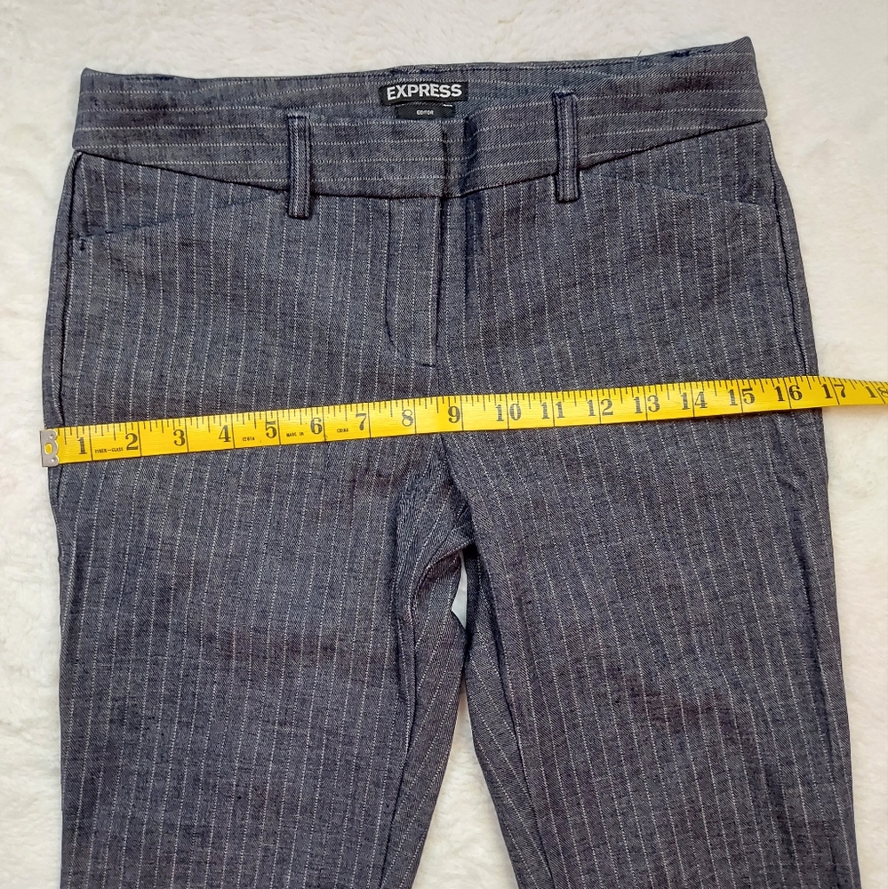 Express Editor Mid Rise Gray Pin Stripe Dress Pants Size 0R - Picture 4 of 13